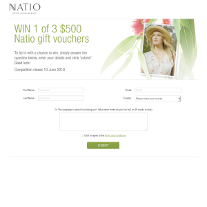 Win 1 of 3 $500 Natio gift vouchers