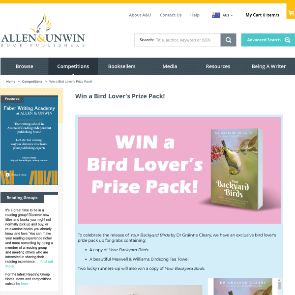 Win 1 of 3 'Backyard Bird' Prize Packs