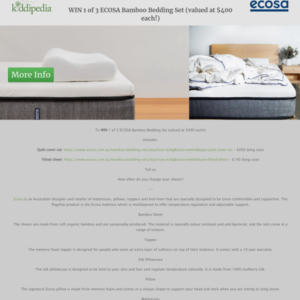 Win 1 of 3 Bamboo Bedding Sets