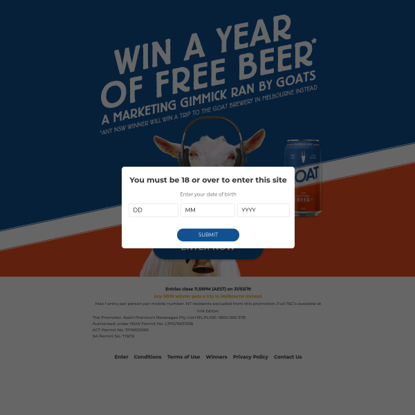 Win 1 of 3 Beer for a Year Prizes