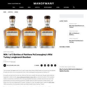 Win 1 of 3 Bottles of Matthew McConaughey’s Wild Turkey Longbranch Bourbon