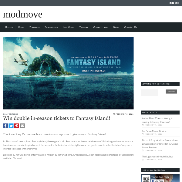 Win 1 of 3 Double Passes to Fantasy Island