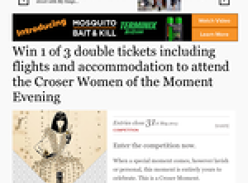 Win 1 of 3 double tickets including flights & accommodation to attend the Croser Women of the Moment Evening!