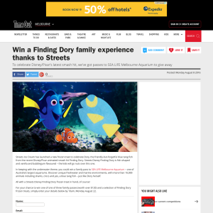 Win 1 of 3 'Finding Dory' family experiences thanks to Streets!