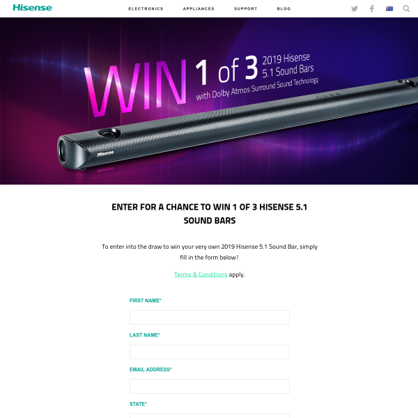 Win 1 of 3 Hisense 5.1 Sound Bars
