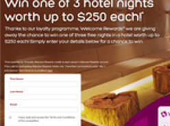 Win 1 of 3 hotel nights worth up to $250 each!