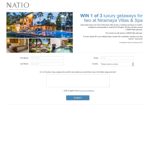 Win 1 of 3 luxury getaways for two at Niramaya Villas & Spa