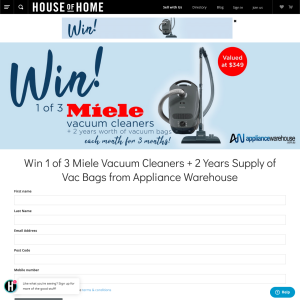 Win 1 of 3 Miele Vacuum Cleaners + 2 Years Supply of Vac Bags
