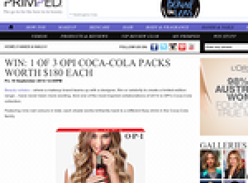 Win 1 of 3 OPI Coca-Cola packs worth $180 each!
