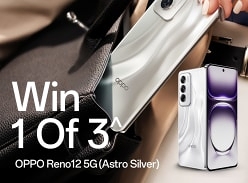 Win 1 of 3 Oppo Reno12 5G Astro Silver Phones