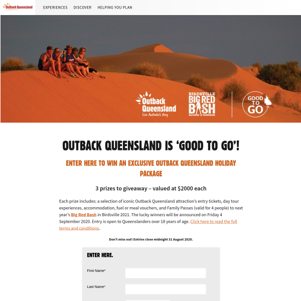 Win 1 of 3 Outback Queensland holiday packages!