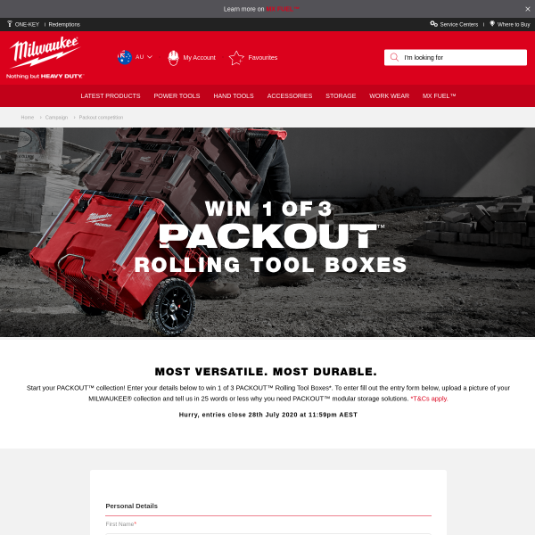 Win 1 of 3 PACKOUT Rolling Tool Boxes!