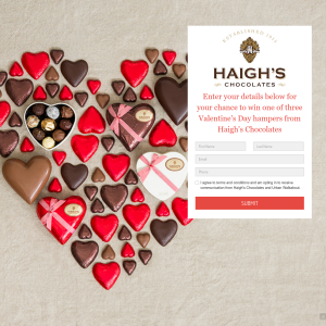 Win 1 of 3 Valentine's Day hampers from Haigh's Chocolates!