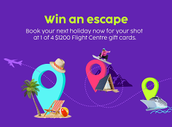 Win 1 of 4 $1200 Flight Centre Gift Cards