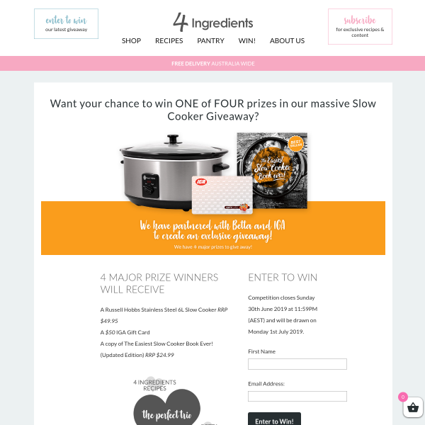Win 1 of 4 $50 IGA Gift Card & Russell Hobbs Slow Cooker Prize Packs Worth $125