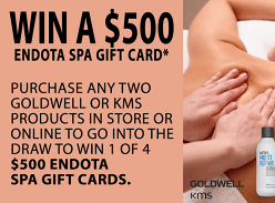 Win 1 of 4 $500 Endota Spa Gift Cards