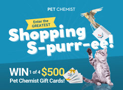 Win 1 of 4 $500 Pet Chemist Gift Cards