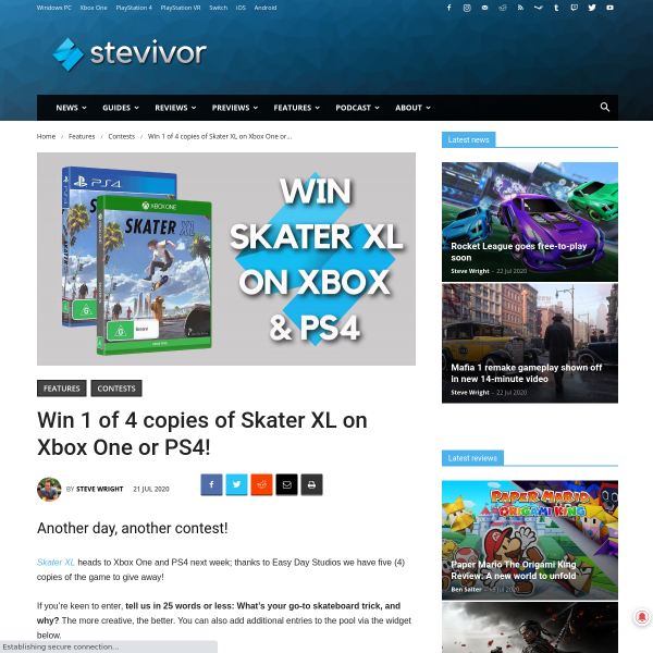 Win 1 of 4 copies of Skater XL