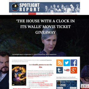 Win 1 of 4 double passes to see The House with a Clock in Its Walls’