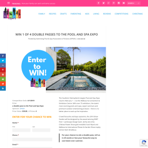 Win 1 of 4 Double Passes To The Pool And Spa Expo