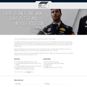 Win 1 of 4 F1 Experience Packages for 2