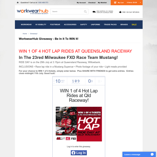 Win 1 of 4 Hot Lap Rides in a Mustang Supercar at QLD Raceway