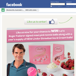Win 1 of 4 Roger Federer signed maxi pink tennis balls & a year's supply of Lindor strawberries & cream balls!