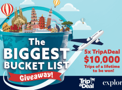 Win 1 of 5 $10,000 TripADeal Trips of a Lifetime