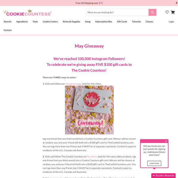 Win 1 of 5 $100 Gift Cards to Spend at The Cookie Countess Online Store