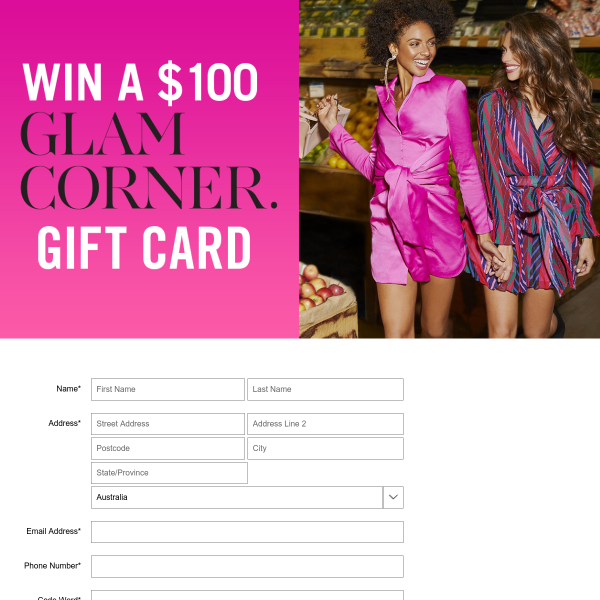 Win 1 of 5 $100 GlamCorner Online Gift Cards