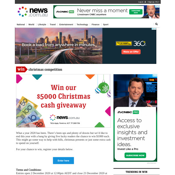 Win 1 of 5 $1000 Christmas Cash Prizes!