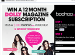 Win 1 of 5, 12 month DOLLY magazine subscriptions & $100 'Boohoo' vouchers!