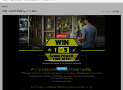 Win 1 of 5 $2,000 RYOBI ONE+ Power Tool Kits!