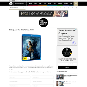 Win 1 of 5 Beauty and the Beast Prize Packs