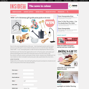 Win 1 of 5 Christmas gift guide prize packs! - Inside Out