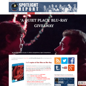 Win 1 of 5 copies of A Quiet Place
