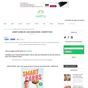 Win 1 of 5 copies of Smart Carbs by Luke Hines book