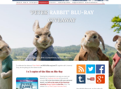 Win 1 of 5 copies of the film Peter Rabbit