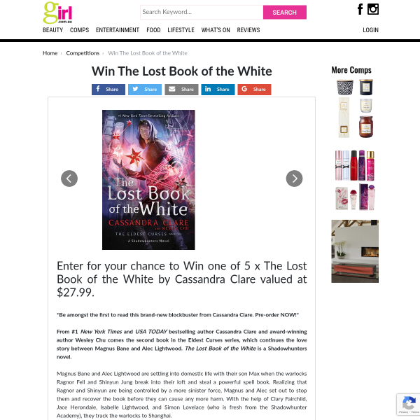 Win 1 of 5 copies of The Lost Book of the White by Cassandra Clare