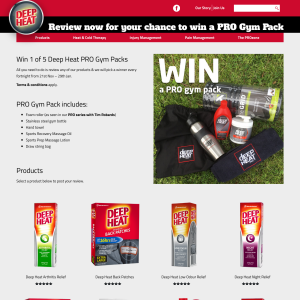 Win 1 of 5 Deep Heat PRO Gym Packs - Deep Heat