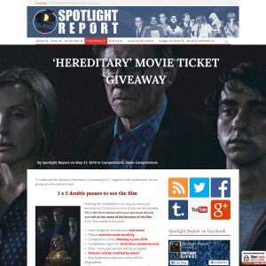 Win 1 of 5 double passes to Hereditary