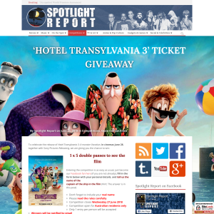 Win 1 of 5 double passes to see Hotel Transylvania 3: A monster Vacation