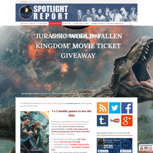Win 1 of 5 double passes to see Jurassic World: Fallen Kingdom
