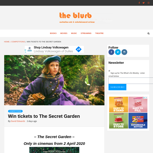 Win 1 of 5 Double Passes to The Secret Garden