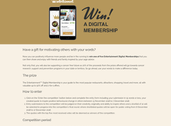 Win 1 of 5 Entertainment™ Digital Membership valued at up to $80