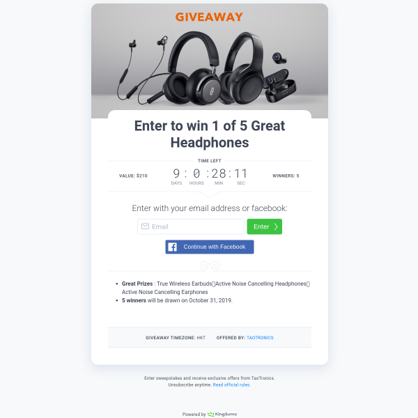 Win 1 of 5 Great Headphones
