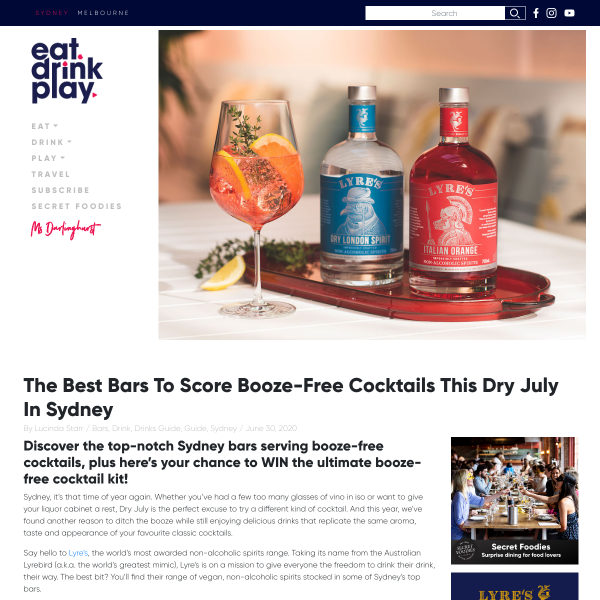 Win 1 of 5 Lyre's Alcoholic-Free Cocktail Kits