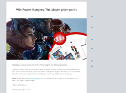 Win 1 of 5 Power Rangers: The Movie packs