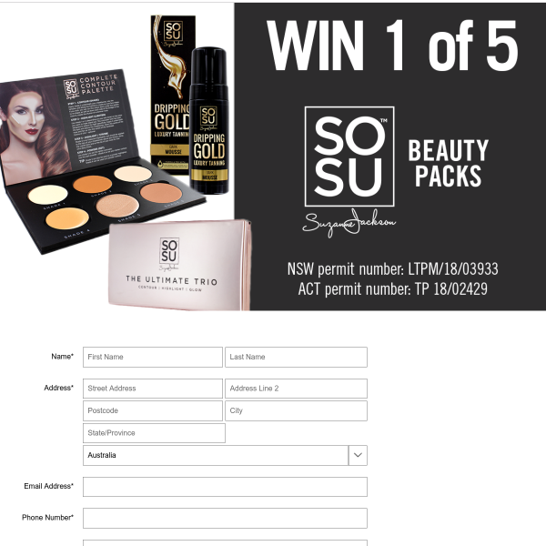 Win 1 of 5 SOSU Beauty Prize Packs Worth $202.52