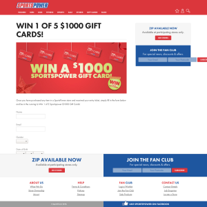 Win 1 of 5 Sportspower $1000 Gift Cards